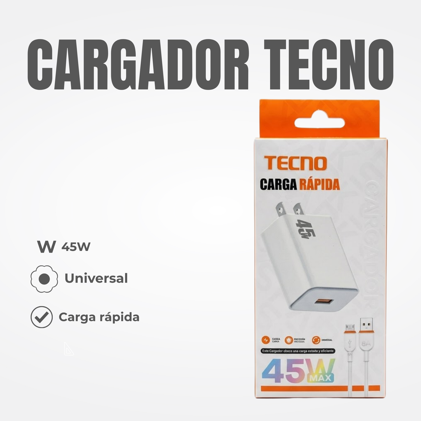 CARGADOR TECNO MICRO Ref: C45W-TEV8