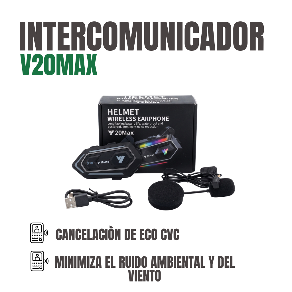 AUDÍFONO INALÁMBRICO PARA MOTO Ref: V20MAX