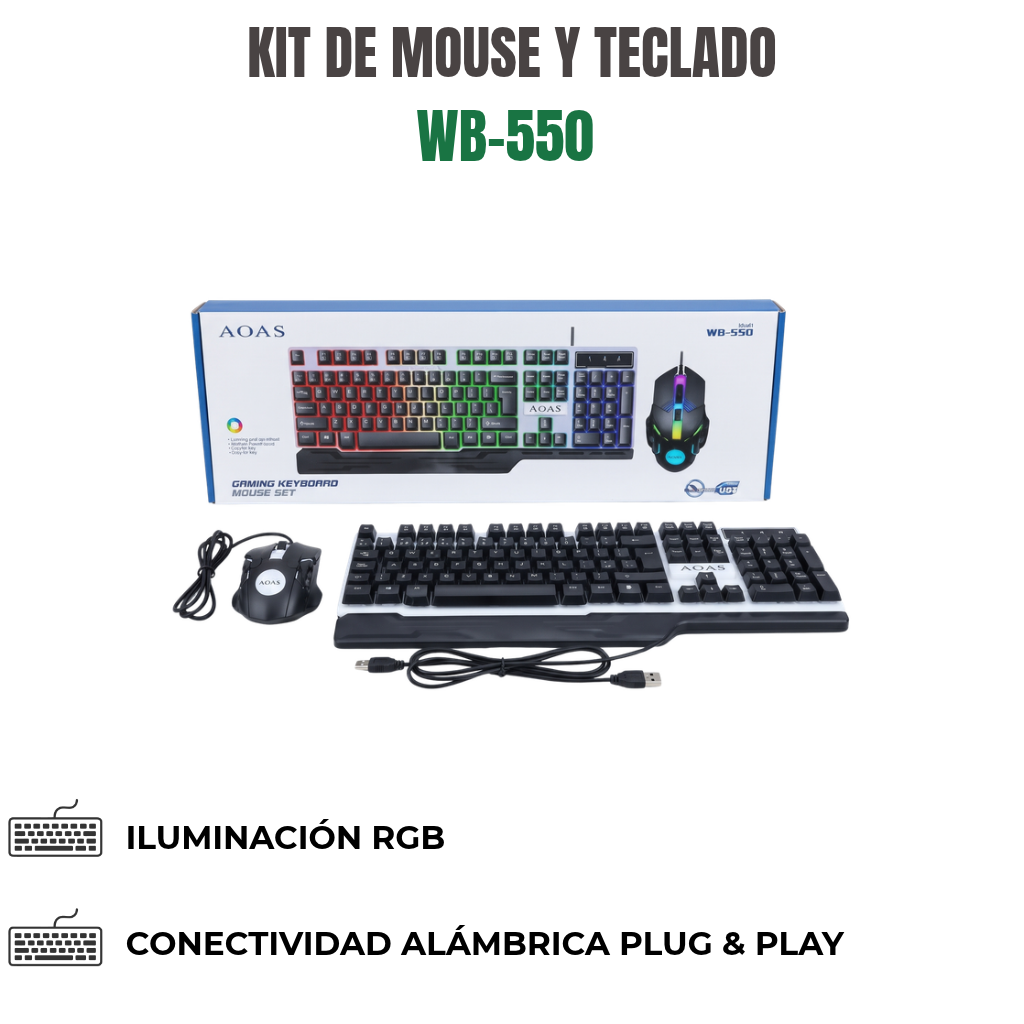 KIT MOUSE Y TECLADO GAMER Ref: WB-550