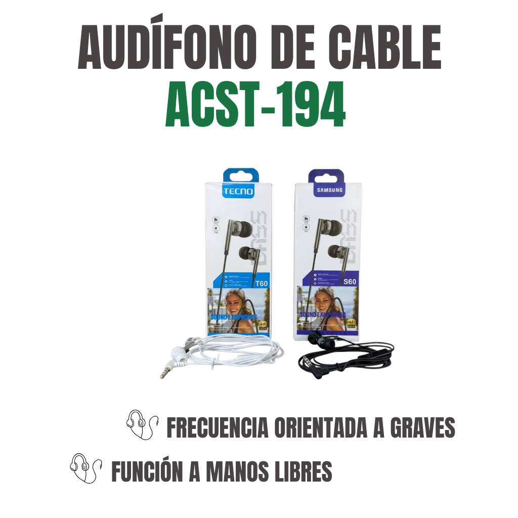 AUDÍFONOS DE CABLE Ref: ACST-194
