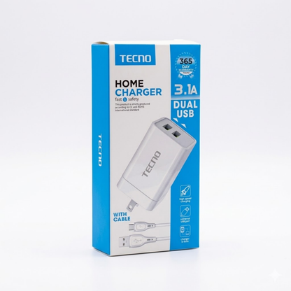 CARGADOR TECNO MICRO Ref: 2USB-1A-T