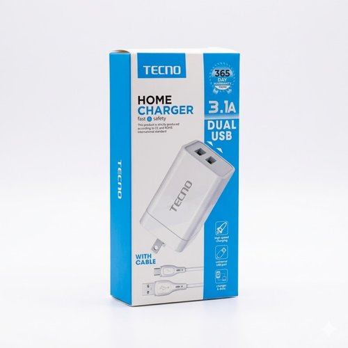 CARGADOR TECNO MICRO Ref: 2USB-1A-T