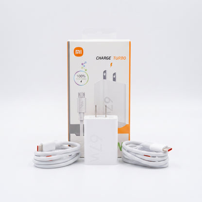 CARGADOR XIAOMI CON CABLE MICRO Y TIPO-C Ref: C67W-V8