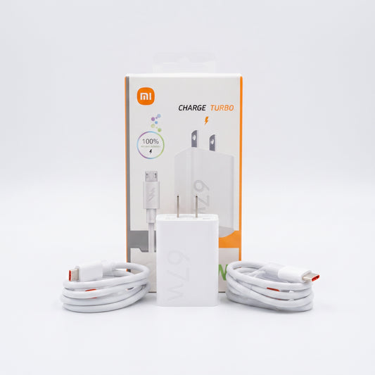 CARGADOR XIAOMI CON CABLE MICRO Y TIPO-C Ref: C67W-V8