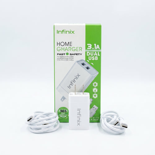 CARGADOR INFINIX CON CABLE MICRO Y TIPO-C Ref: 2USB 1AI