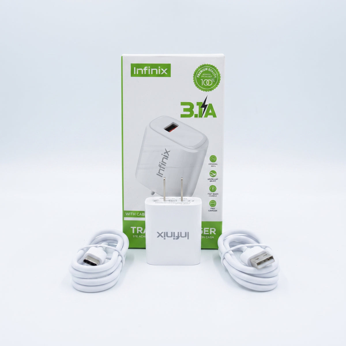 CARGADOR INFINIX CON CABLE MICRO Y TIPO-C Ref: IN-C50