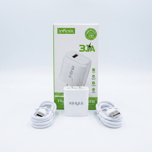 CARGADOR INFINIX CON CABLE MICRO Y TIPO-C Ref: IN-C50